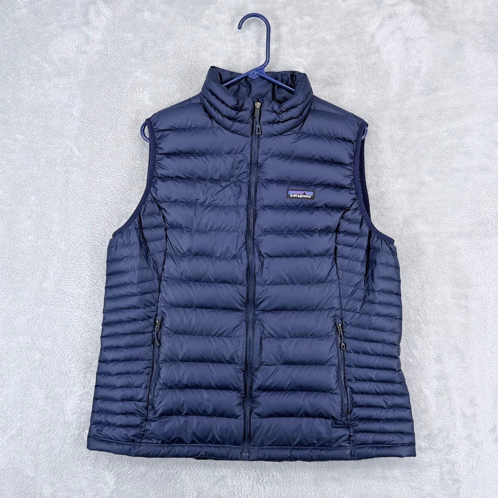 Patagonia 800 Fill Down Sweater Vest Womens XL Navy Blue Puffer Full Zip 84628